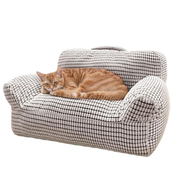 Modern Fluffy Cat & Small Dog Bed with Washable Cover