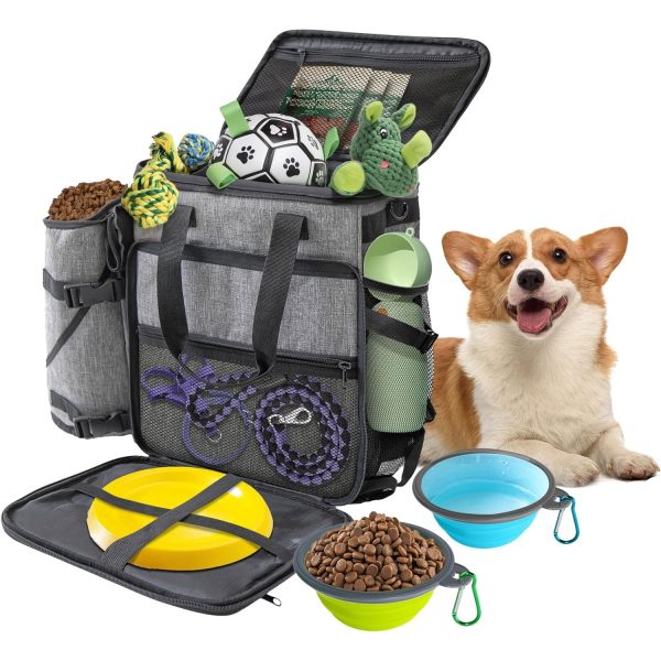 Dog Travel Bag Backpack with Dog Food Storage Container