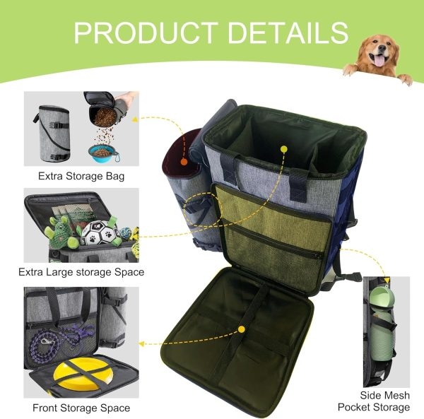 Dog Travel Bag Backpack with Dog Food Storage Container - Image 3