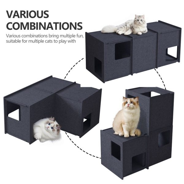 3-Storey Felt Cat Cave, Multi-Cat Condo & Tunnel Bed - Image 5