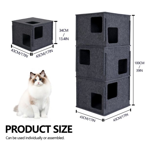 3-Storey Felt Cat Cave, Multi-Cat Condo & Tunnel Bed - Image 8