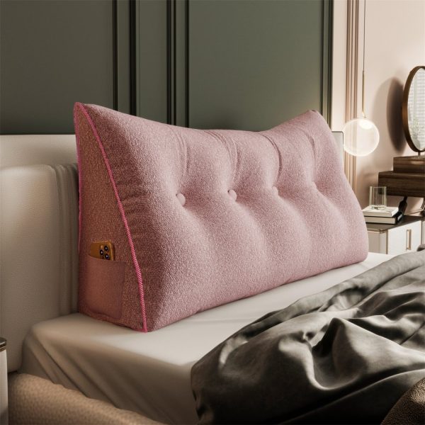 Large Headboard Reading Pillow for Bed Daybed Bolster Backrest Pink - Image 10