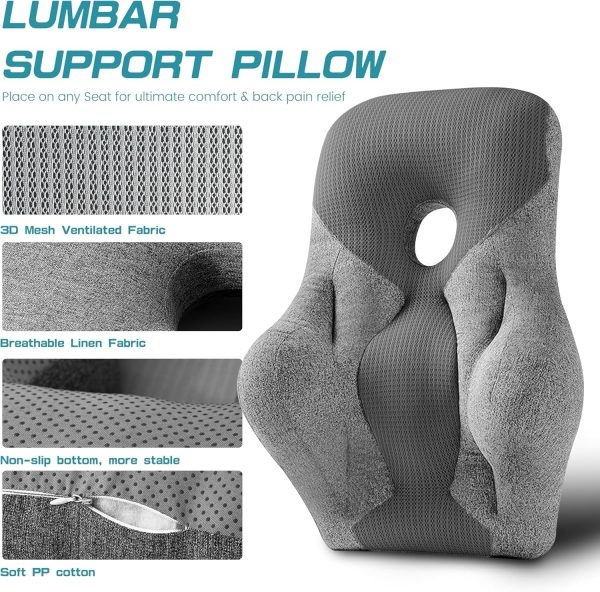 Office Chair Back Support, Ergonomic Lumbar Pillow, 3D Mesh - Image 3