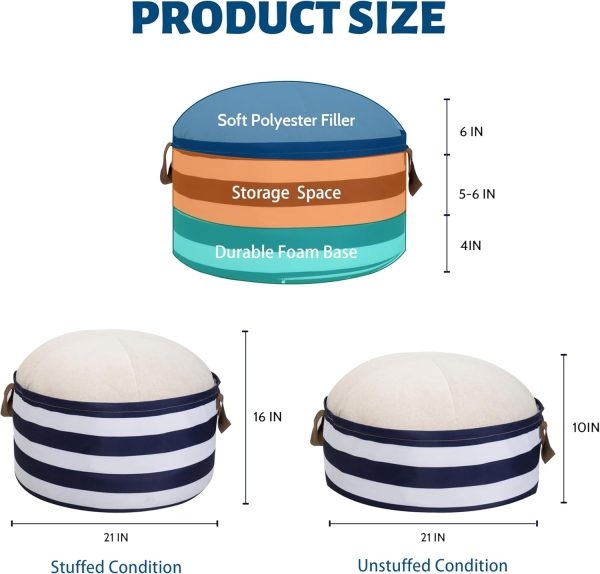 Space-Saving Ottoman Pouf with Storage - Round & Comfy for Any Room - Image 3