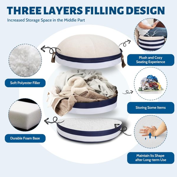 Space-Saving Ottoman Pouf with Storage - Round & Comfy for Any Room - Image 4