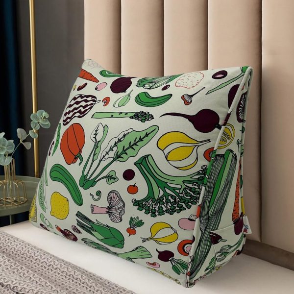 Bed Reading & Back Support Pillow, Cotton Cover, Veggies - Image 4