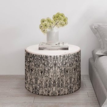 wood log cushion ottoman pouf 4076