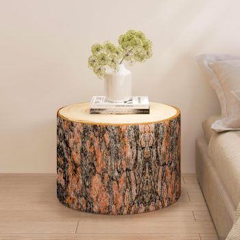 wood log cushion ottoman pouf 4077