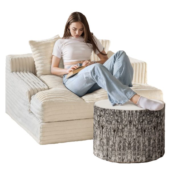 Wood Log Ottoman Pouf Cushion - Foam & Removable Cover - Image 6