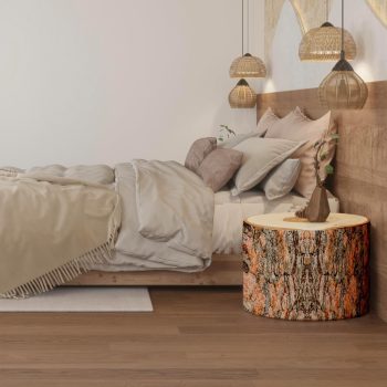 wood log cushion ottoman pouf 4080