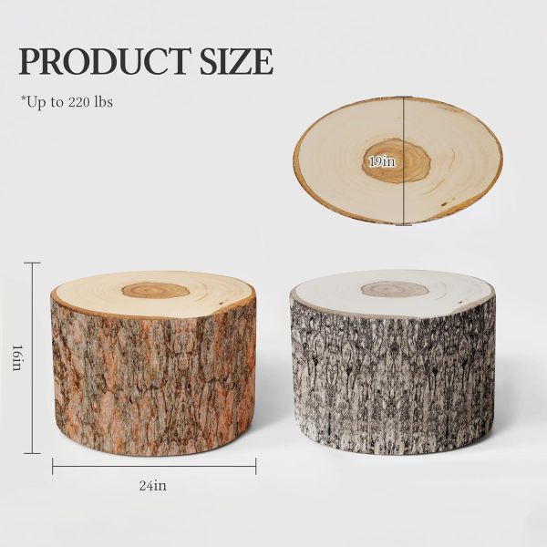 Wood Log Ottoman Pouf Cushion - Foam & Removable Cover - Image 10